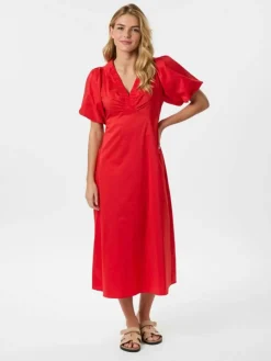 Illana Poplin Kjole, Red, 36