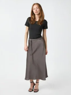 Innell Heavy Sateen Nederdel, Warm Grey, 38