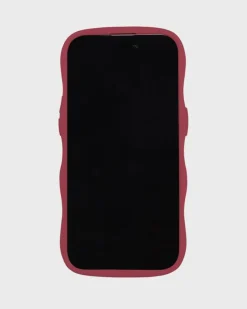 Iphone 14 Pro Max Transparent Wavy Cover, Red Velvet/Transparent