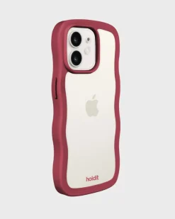 Iphone 12/12 Pro Transparent Wavy Cover, Red Velvet/Transparent