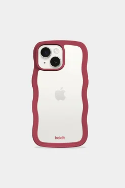 Iphone 15/14/13 Transparent Wavy Cover, Red Velvet/Transparent