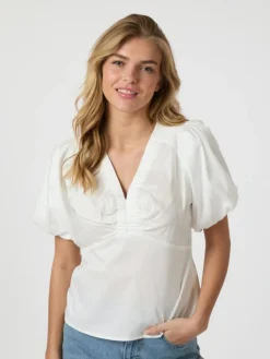 Irina Poplin Bluse, White, 38