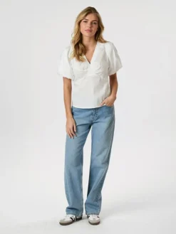 Irina Poplin Bluse, White, 38