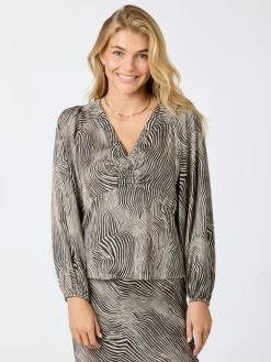 Istana Floating Wave Bluse, Dark Sand, 36