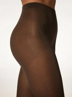 Jacquard Strømpebukser, Umber/Black, S