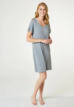 Jacqueline Kortærmet Natkjole, Grey Melange, S