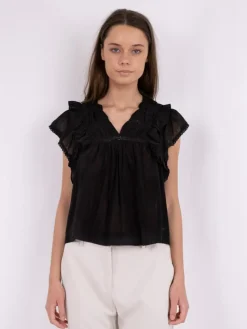 Jayla S Voile Bluse, Black, 34