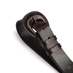 Jeans Læderbælte, Dark Brown, 85 cm