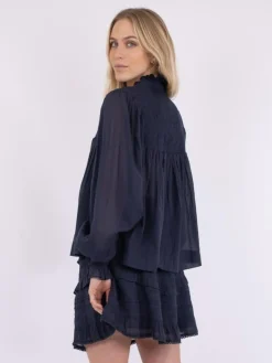 Jill S Voile Bluse, Navy, 36
