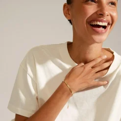 Joanna Flat Snake Chain Armbånd, Guld, 16 cm