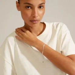 Joanna Flat Snake Chain Armbånd, Sølv, 16 cm