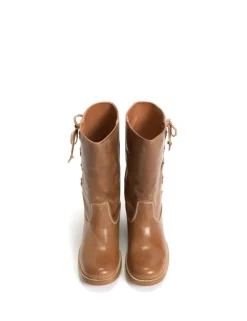 Julia Gaucho Laces Støvler, Dark Tan, 40