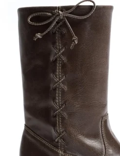 Julia Gaucho Laces Støvler, Dark Brown, 39