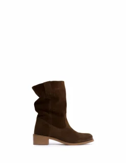Julia Gaucho Suede Støvler, Dark Brown, 39