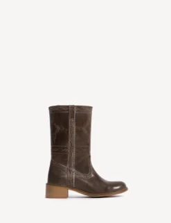 Julia Western Stitching Støvler, Dark Brown, 39