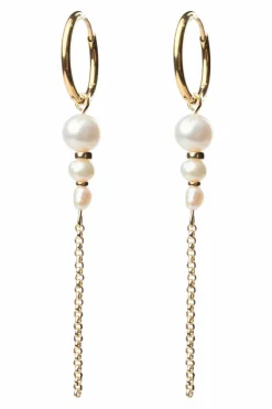 Julie White Pearls Øreringe, Guld