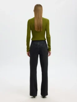 Julie-Kori Flared Jeans, Black Denim, W33/L32