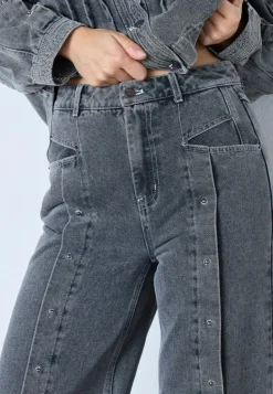 KellanCC Button Jeans, Mid Grey, XL