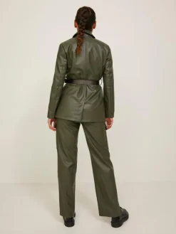 Kenya Faux Leather Bukser, Beluga, XS