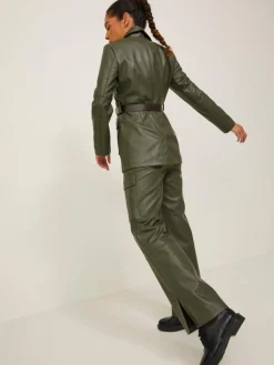 Kenya Faux Leather Bukser, Beluga, XS