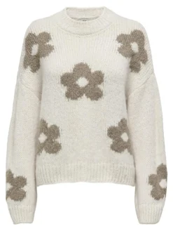 Kilian Flower Striktrøje, Ecru, XL