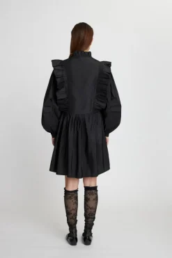 Kort Flæsekjole, Black, 34