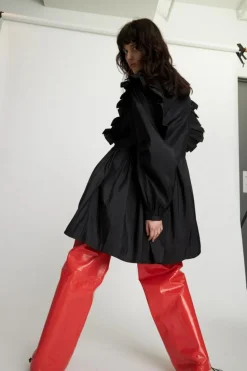 Kort Flæsekjole, Black, 34