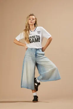 La Brea Lange Denimshorts, Light Blue Denim, S