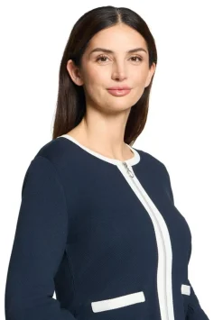 Langærmet Cardigan, Patch Dark Blue/Cream, 46