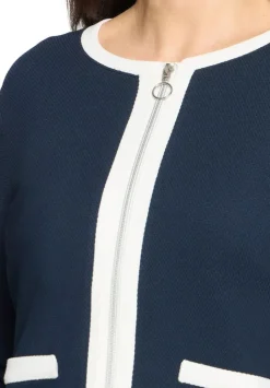 Langærmet Cardigan, Patch Dark Blue/Cream, 46