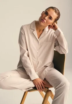 Langærmet Natskjorte, Sand, XL