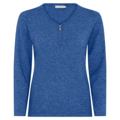 Langærmet Striktrøje, Medium Blue, S