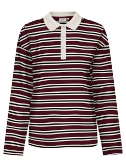 Lara Stripe Polotrøje, Cabernet, XS