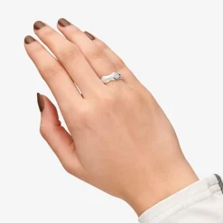 Large Bubbly Flow Ring, Silver, 55