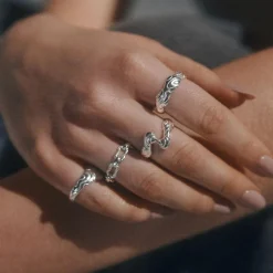 Large Bubbly Flow Ring, Silver, 55