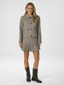 Laurina Herringbone Nederdel, Dusty Brown, 36