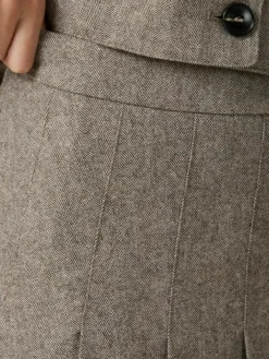 Laurina Herringbone Nederdel, Dusty Brown, 36