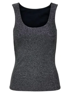 Lea Party Top, Black Silver Glitter, S