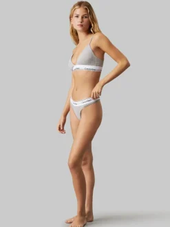 Lightly Lined Triangle Bra, Grey Heather, XL