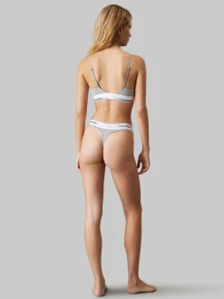 Lightly Lined Triangle Bra, Grey Heather, XL