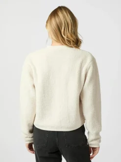 Limo Fluffy Knit Cardigan, Creme, 34