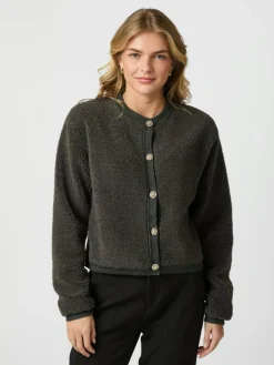 Limo Fluffy Knit Cardigan, Antracit, 40