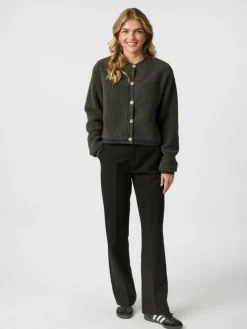 Limo Fluffy Knit Cardigan, Antracit, 40