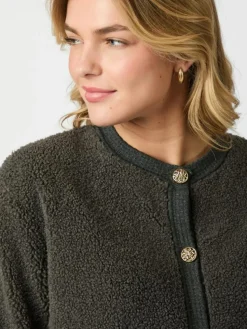 Limo Fluffy Knit Cardigan, Antracit, 40