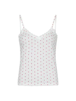Lindsay Pointelle Heart Top, White, 38