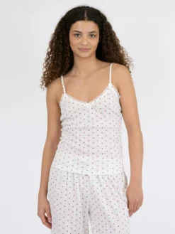 Lindsay Pointelle Heart Top, White, 38