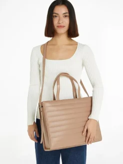 Line Quilt Medium Tote Taske, Chanterelle