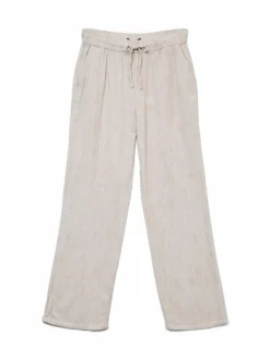 Line Wide Bukser, Silver Mink/Snow White, XL/L32