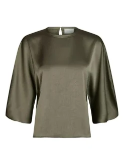 Liora Heavy Sateen Bluse, Cold Army, 36