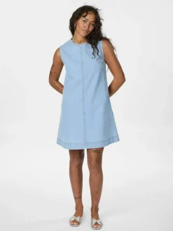 Livo Denim Kjole, Light Blue, 40